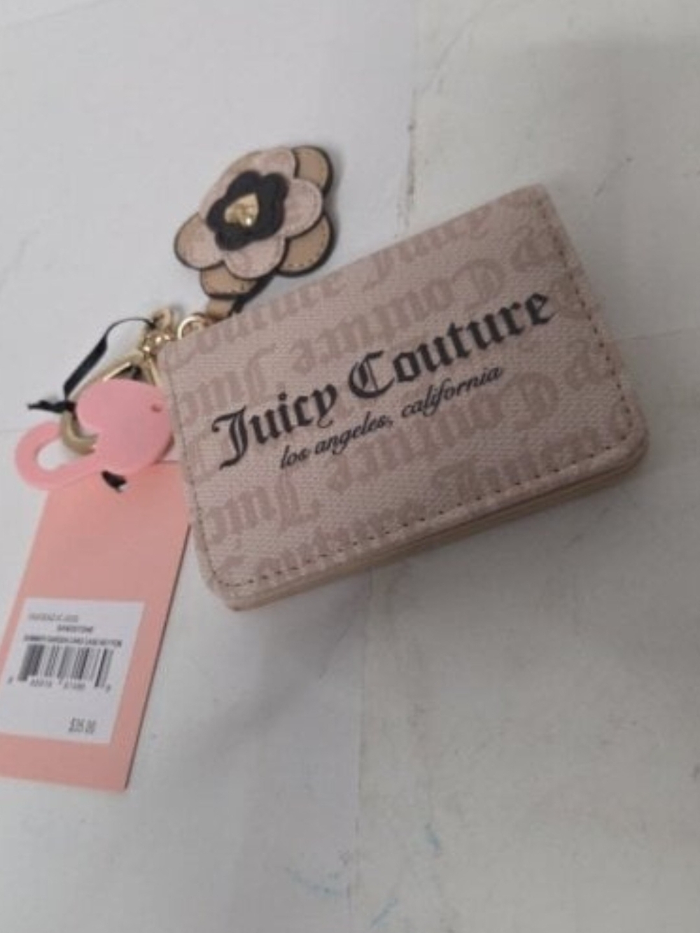 Juicy Couture Pink Logo Wallet with Flower Charm